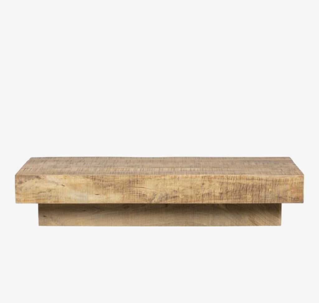 Mango hout blok salontafel, 50 tot 100 cm, Rond, Ophalen of Verzenden, Zo goed als nieuw