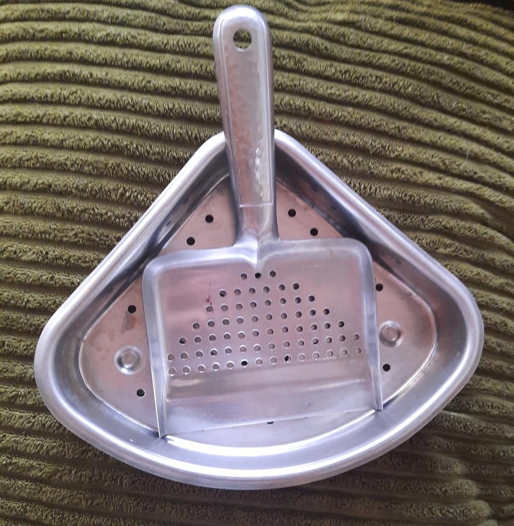 Vintage RVS gootsteenbakje met schepje, Verzenden