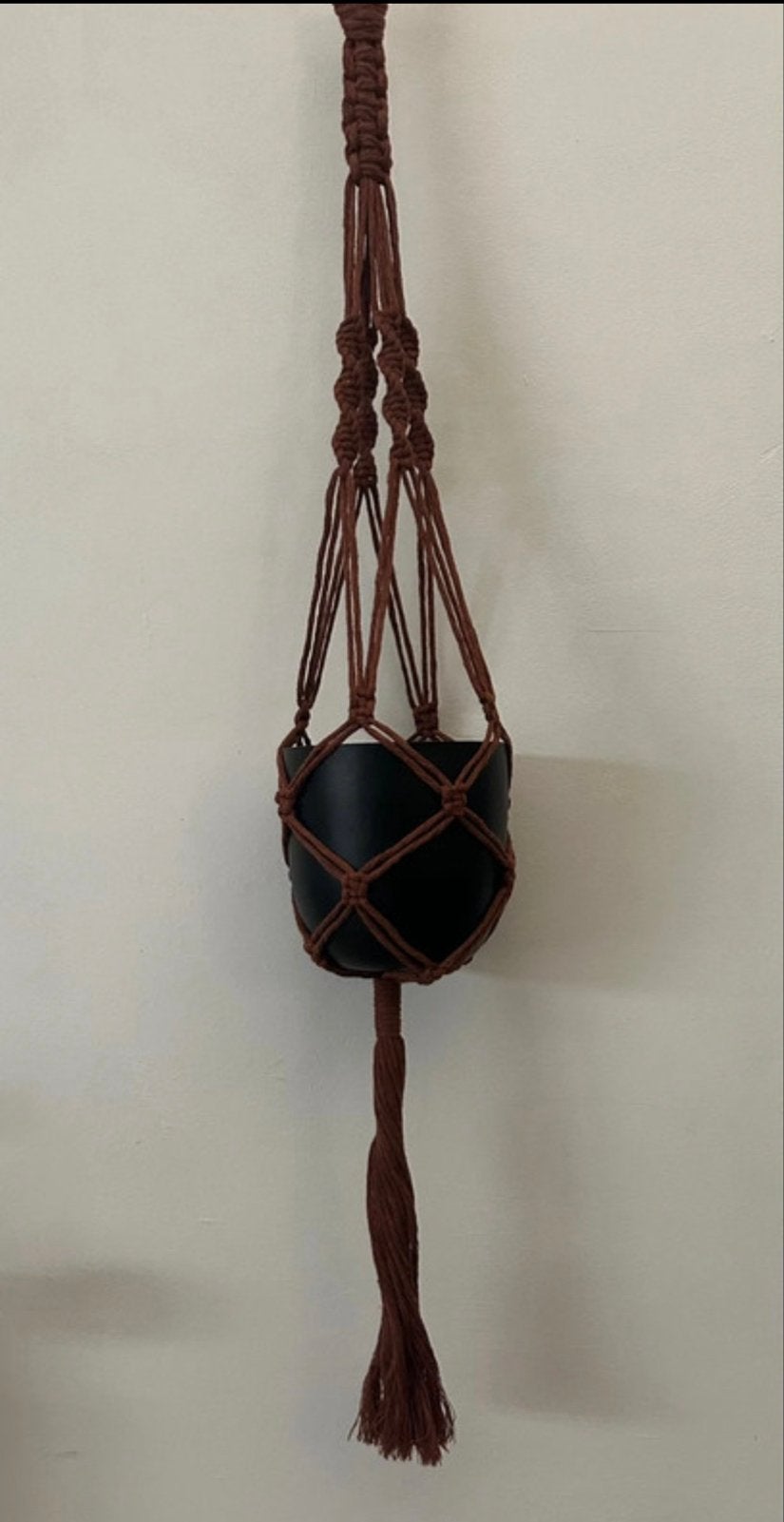 Macramé plantenhanger met pot - roestbruin, Ophalen of Verzenden, Nieuw