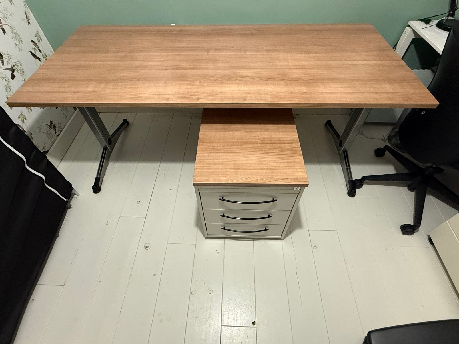 Professioneel, mooi en netjes bureau (80x180) met ladenblok, In hoogte verstelbaar, Ophalen of Verzenden, Zo goed als nieuw, Grijs