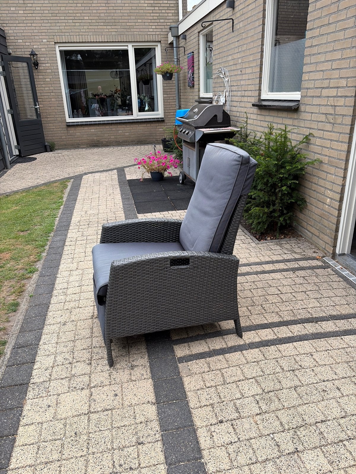 2 Verstelbare Wicker Tuinstoel met Voetensteun, Ophalen, Gebruikt, Wicker, Verstelbaar
