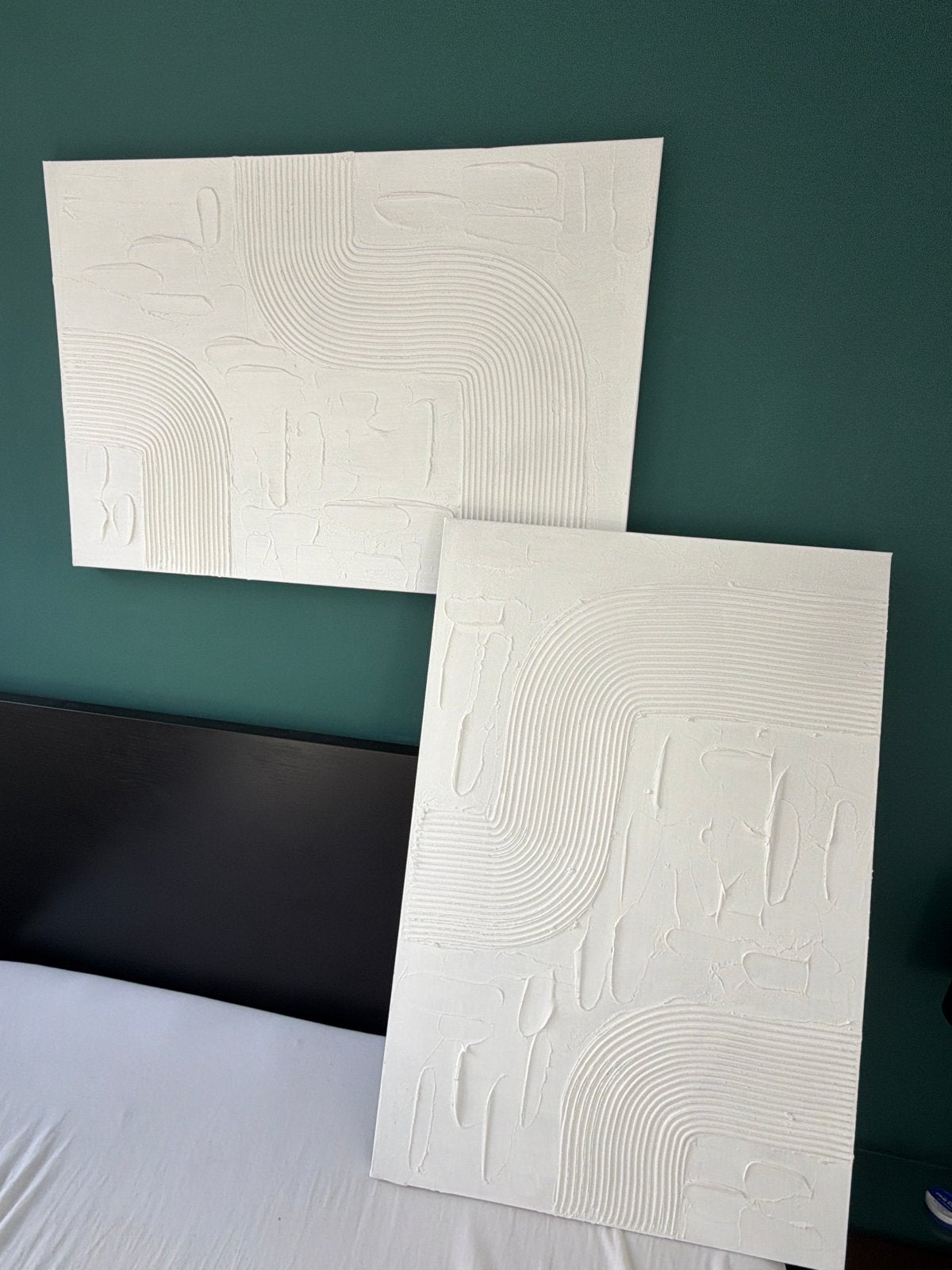 Set van 2 Witte Abstracte Textuur Kunstwerken, Ophalen