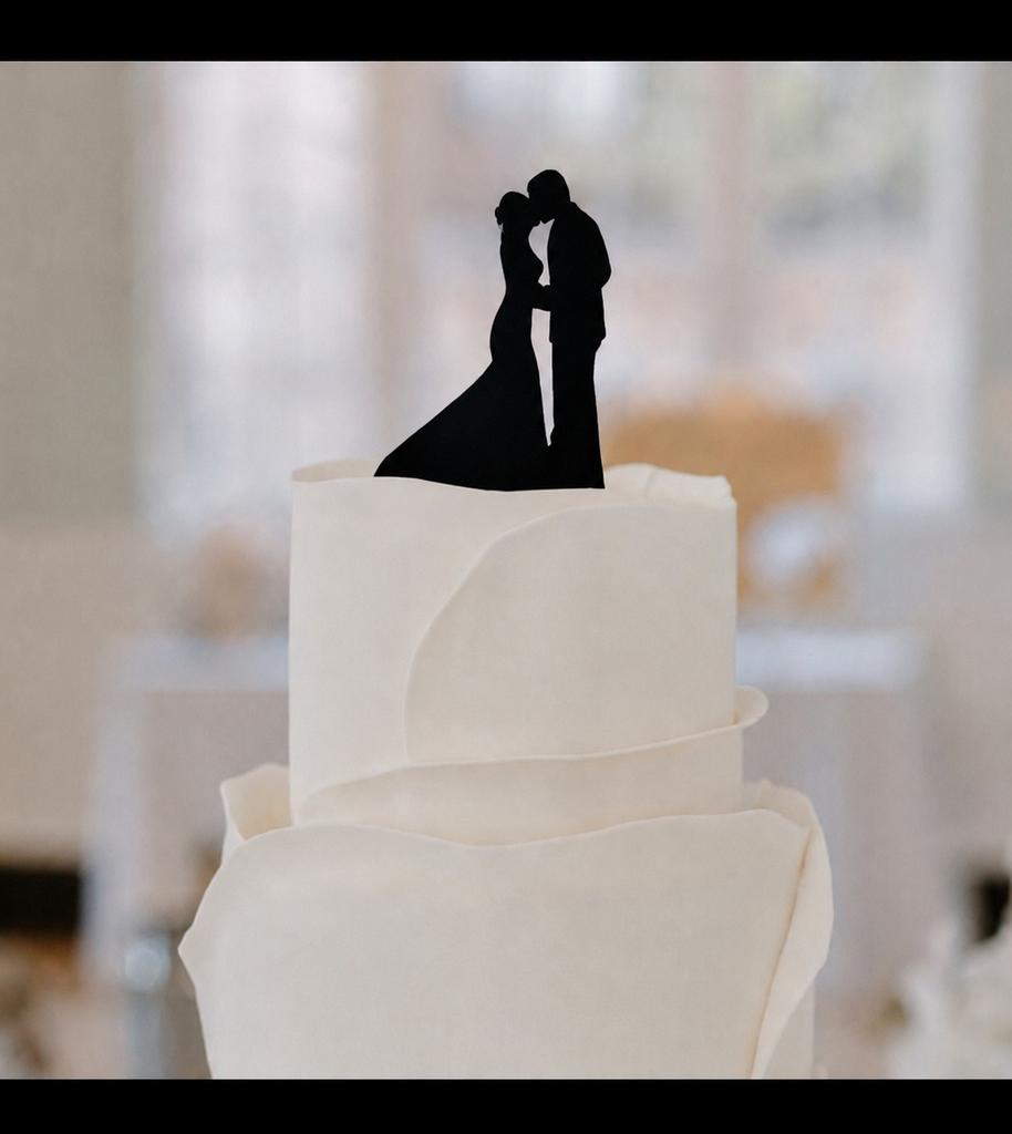 Taarttopper bruidspaar met kus - kiss bride and groom, Wedding, Zwart, Nieuw, Ophalen of Verzenden