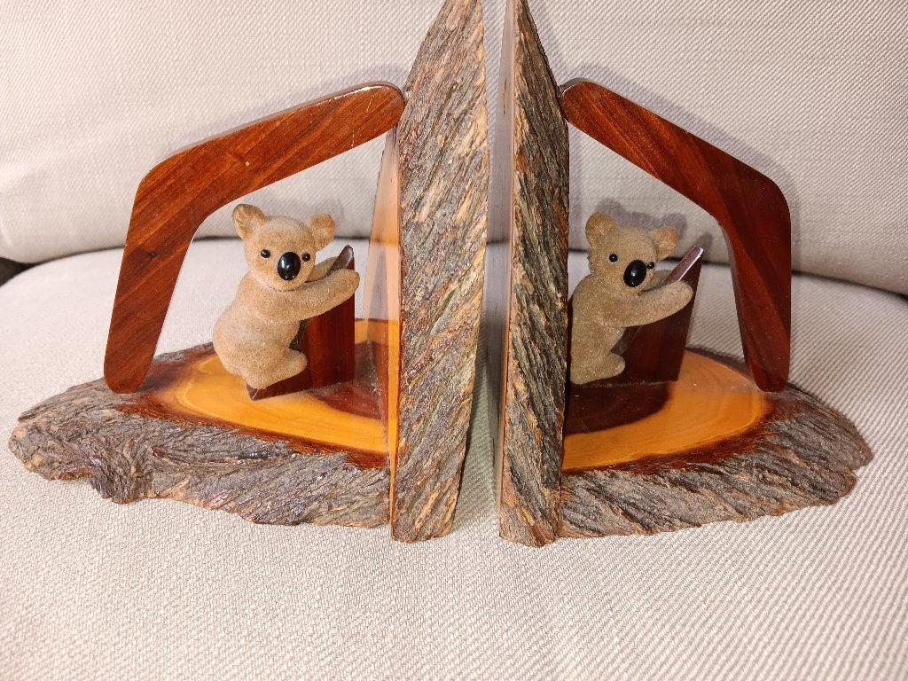 Vintage Mulga Hout Koala Boemerang Boekensteunen - Aussie, Ophalen of Verzenden, Zo goed als nieuw