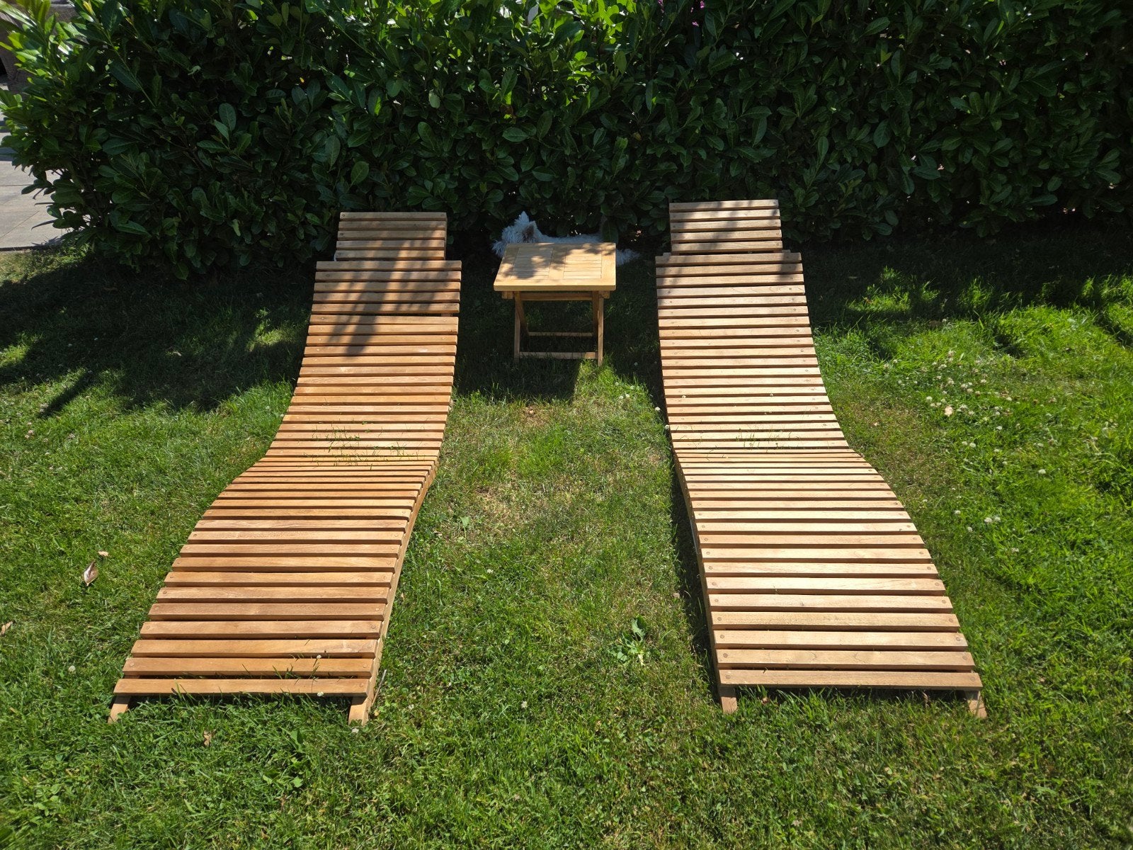 Vida XL Teakhouten Ligbedden met Tafeltje en Kussens, Tuin en Terras, Ophalen, Nieuw, Teakhout