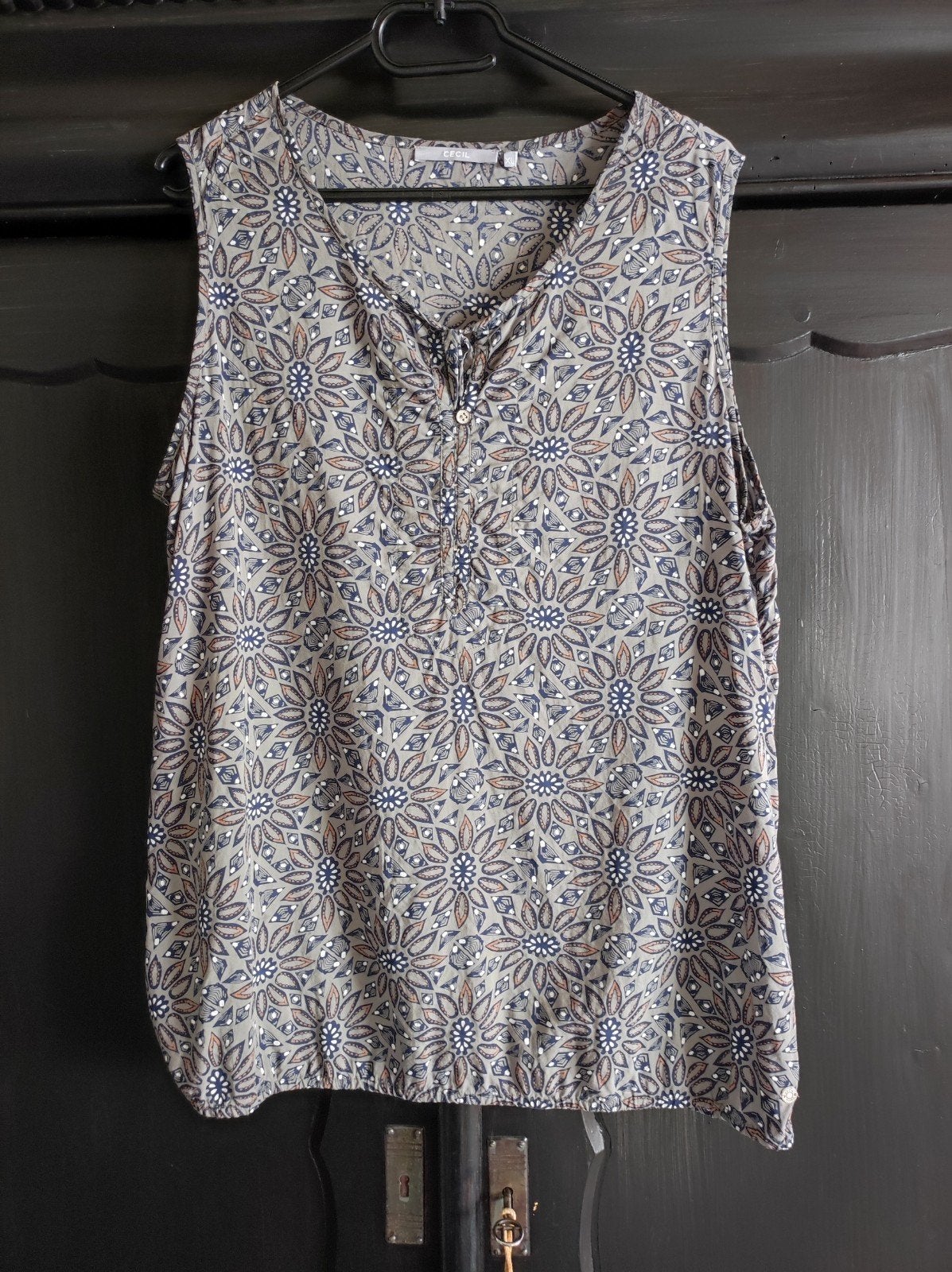 Cecil top maat XL 44 groen /grijs met print, Maat 42/44 (L), Ophalen of Verzenden, Zo goed als nieuw, Zonder mouw