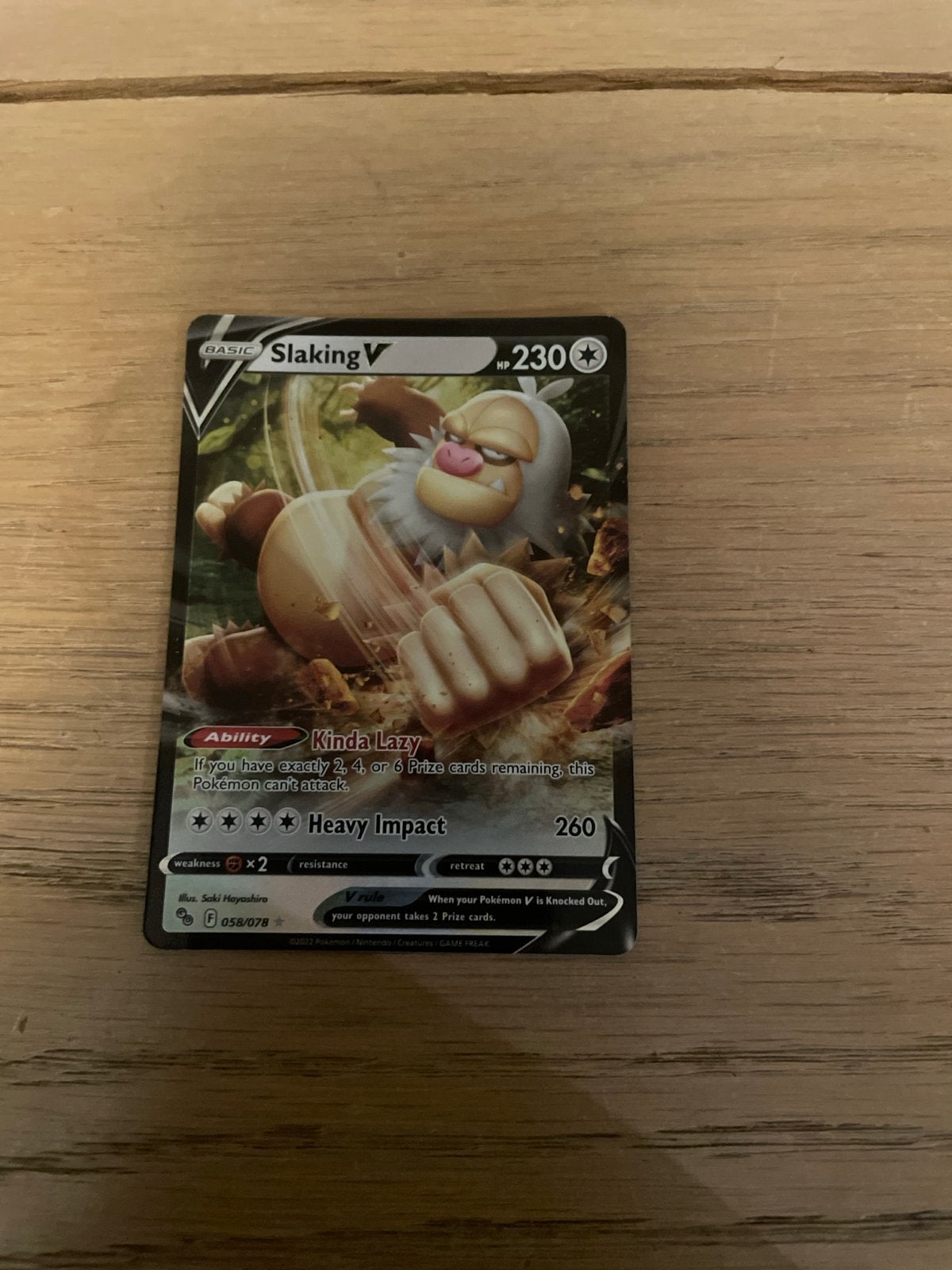 Pokémon Kaart: Slaking V (058/078) - Zo goed als nieuw, Hobby en Vrije tijd, Ophalen of Verzenden, Zo goed als nieuw, Losse kaart