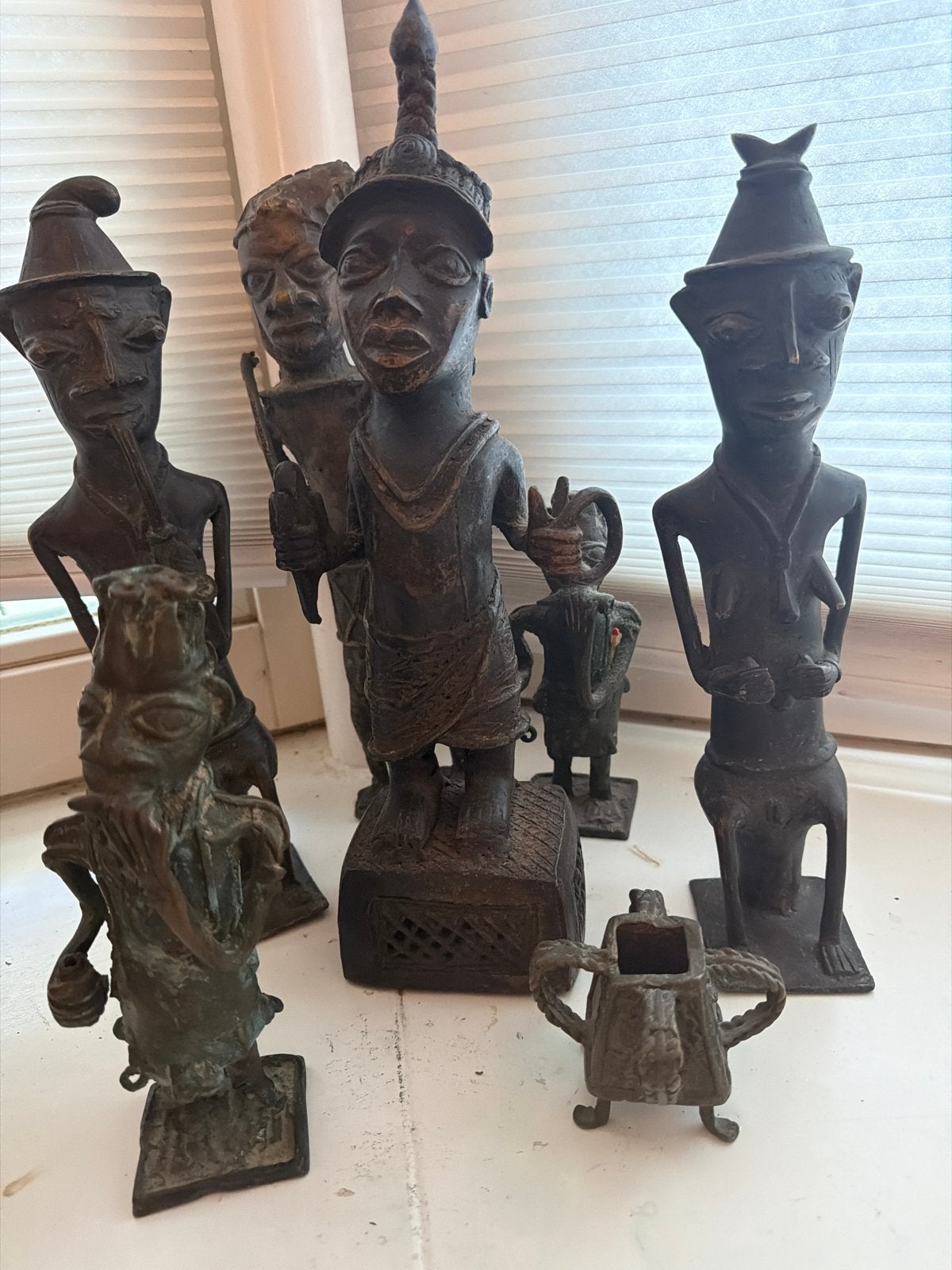 Verzameling Afrikaanse bronzen beelden, Antiek en Kunst, Bruin, Afrika, Handgemaakt, Ophalen of Verzenden