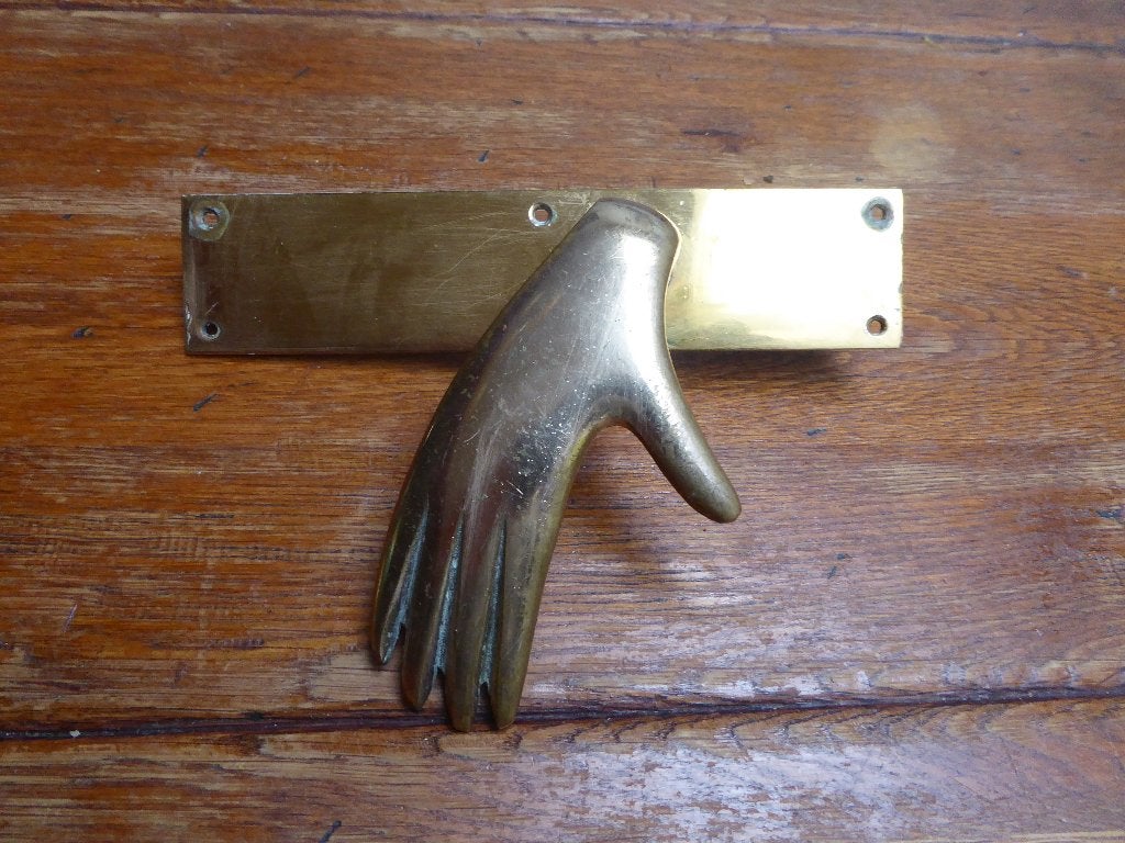 Vintage messing deurklink, hand