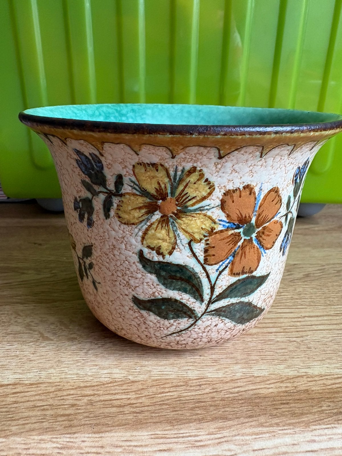 Vintage Gouda Holland bloempot met bloemmotief, Ophalen