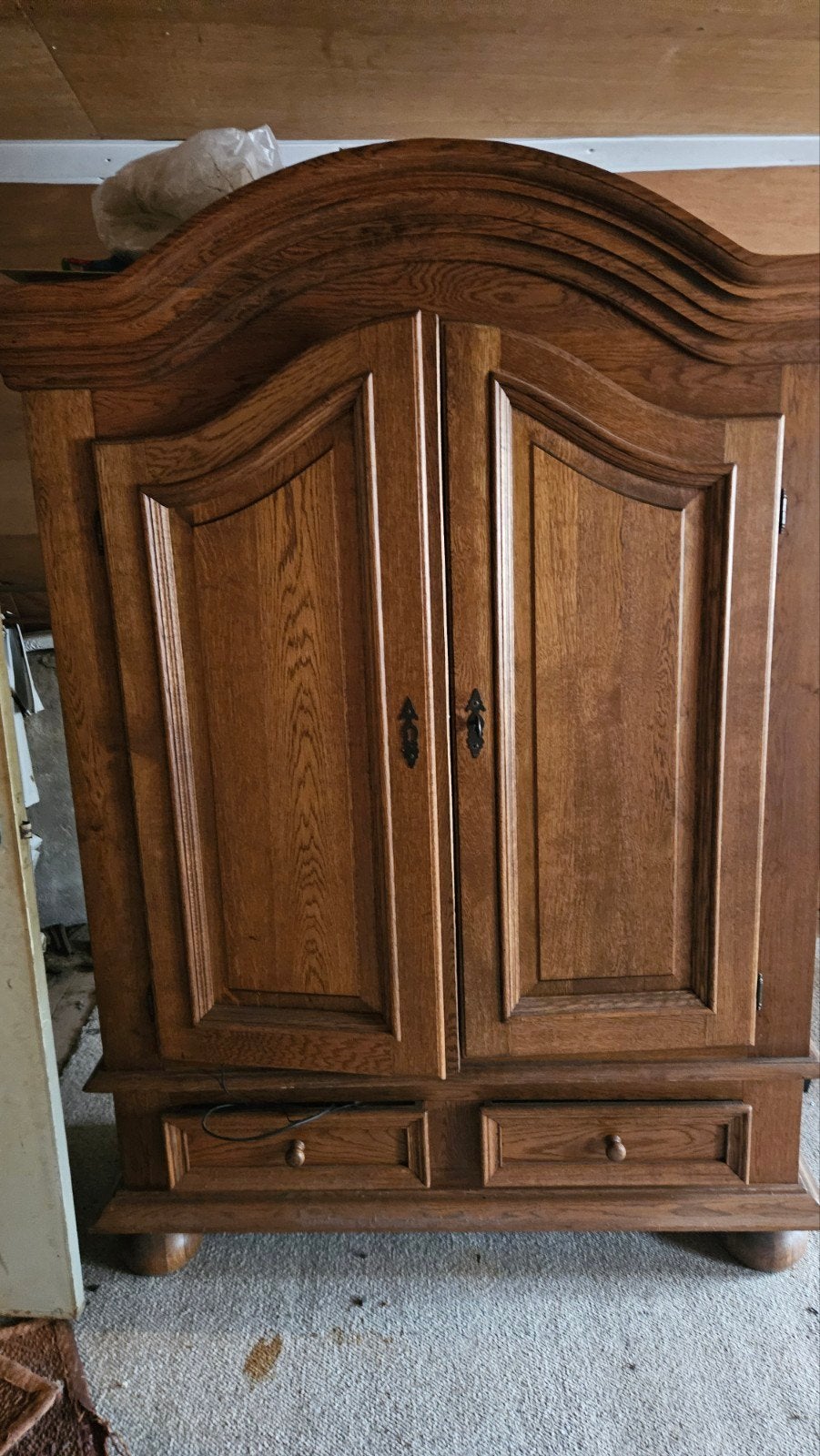 Massief houten kast met 2 lades en 3 schappen, Ophalen