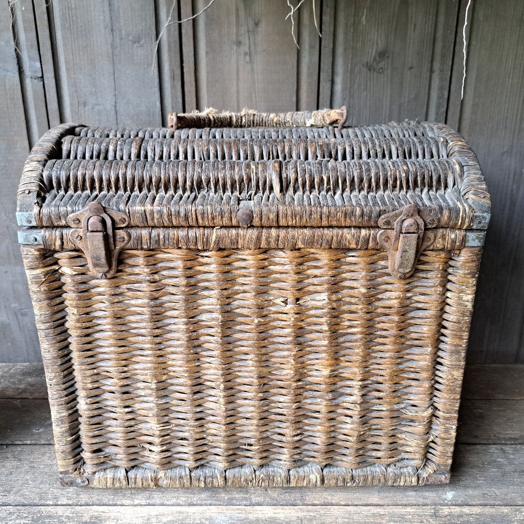 Oud brocante Frans rieten mandje mand perronmandje *Etage3*, Huis en Inrichting, Woonaccessoires | Overige, Gebruikt, ., Ophalen of Verzenden