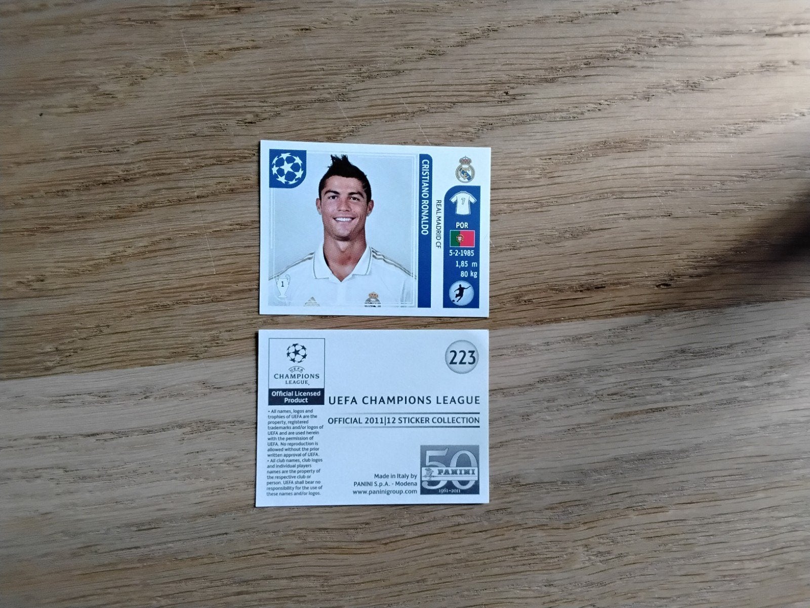 Cristiano Ronaldo Panini Sticker Champions League 2011/2012, Ophalen of Verzenden, Zo goed als nieuw, Buitenlandse clubs, Poster, Plaatje of Sticker