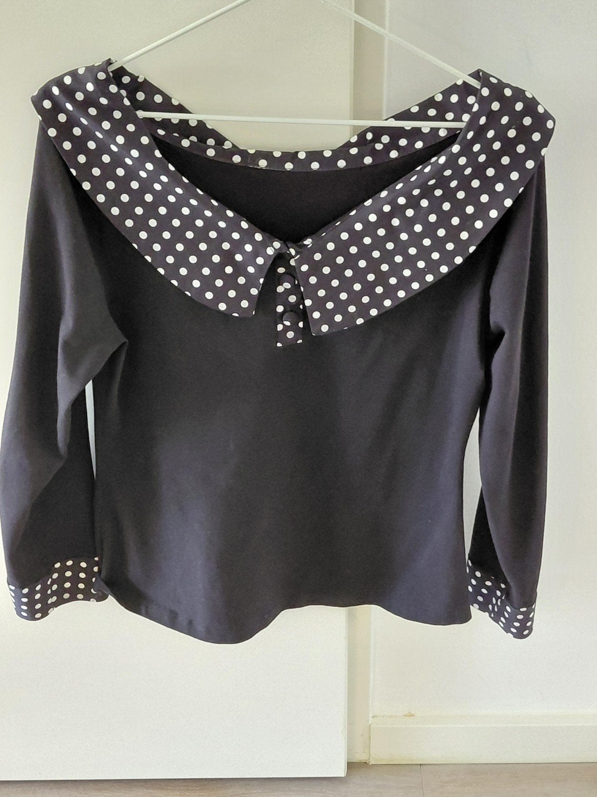 Topvintage stippelblouse mt 42/L miss Candyfloss, Kleding | Dames, Zwart, Maat 42/44 (L), Ophalen of Verzenden, Zo goed als nieuw
