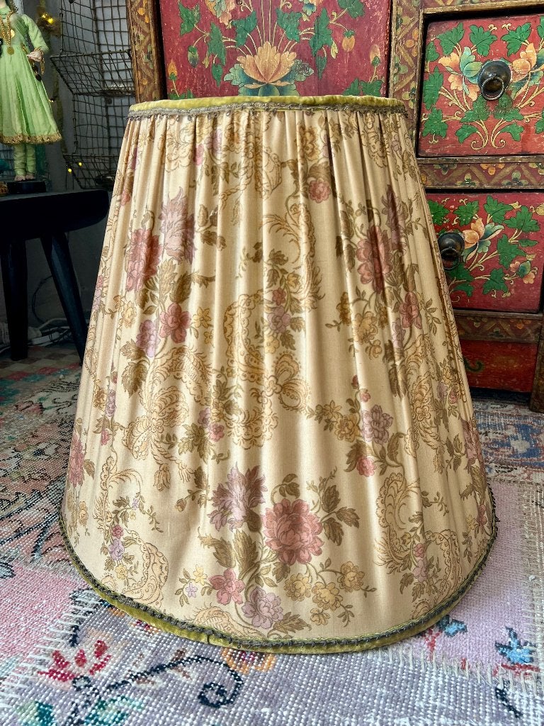 Vintage retro zijde velours grote unieke boho lampenkap kap, Huis en Inrichting, Lampen | Lampenkappen, Gebruikt, 25 tot 50 cm