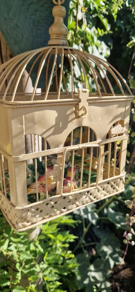 Mooi charmant metalen vogelkooitje (brocante), Ophalen of Verzenden, Zo goed als nieuw, Metaal, Vogelkooi