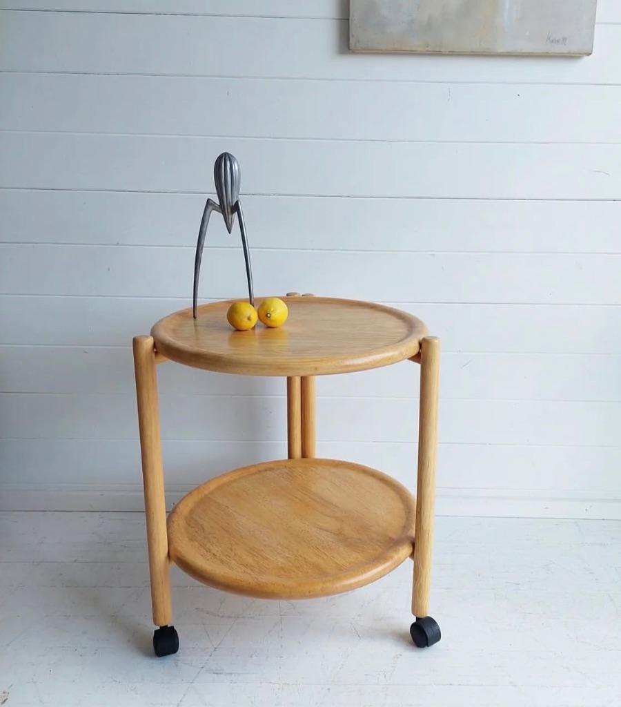 Deense vintage design Roltafel, Ophalen of Verzenden, 25 tot 50 cm, Rechthoekig