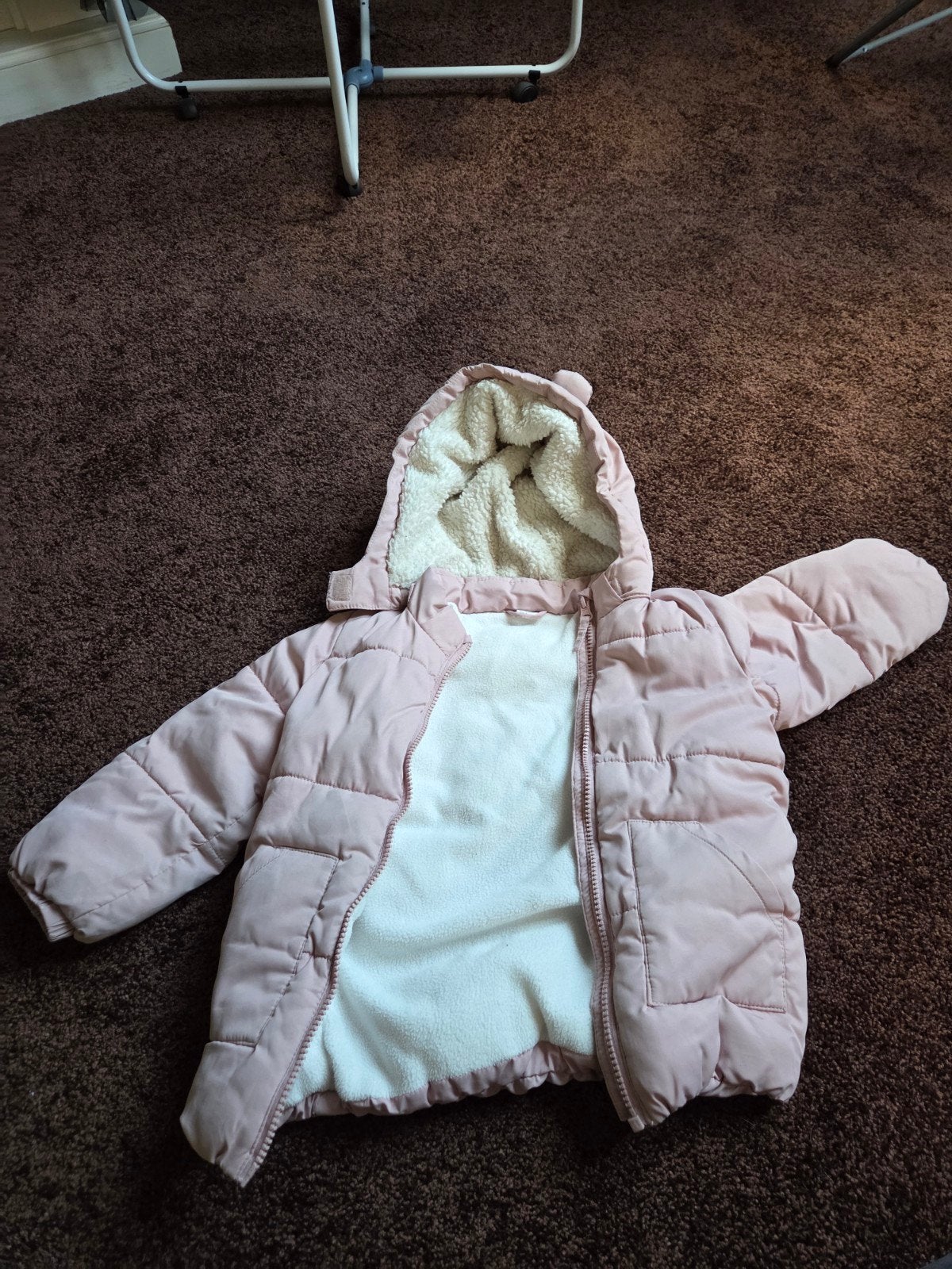 Roze gewatteerde jas met capuchon, maat 98/104, Kinderen en Baby's, Meisje, Ophalen of Verzenden, Zo goed als nieuw, Onbekend