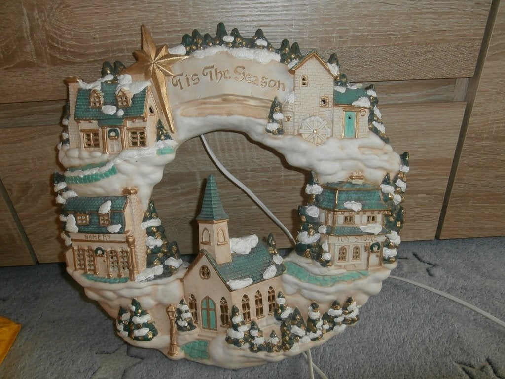 Leuk vintage kerstdorpje met verlichting., Ophalen, Zo goed als nieuw