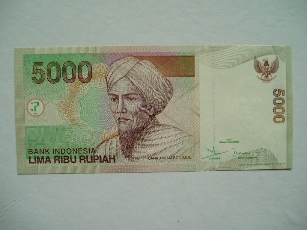 995. indonesia, 5.000 rupiah 2001 UNC Tuanku Imam Bonjol., Verzenden, Zuidoost-Azië, Los biljet