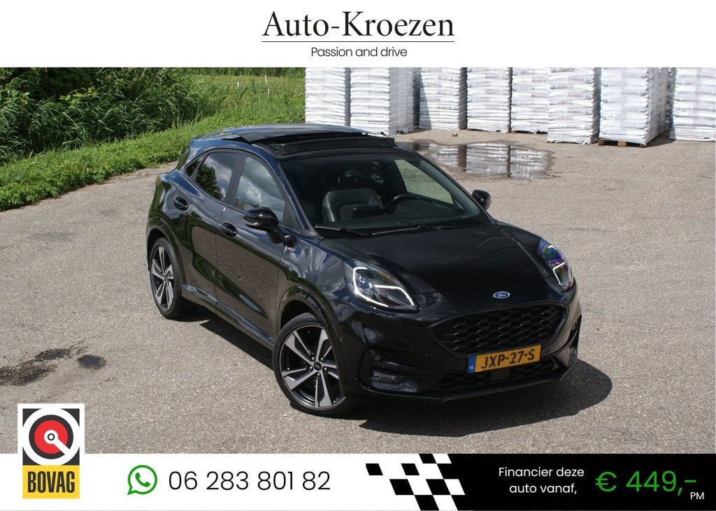 Ford PUMA 1.0 EcoBoost Hybrid ST-Line X First Edition | Pano, Voorwielaandrijving, Leder en Stof, Zwart, Bedrijf