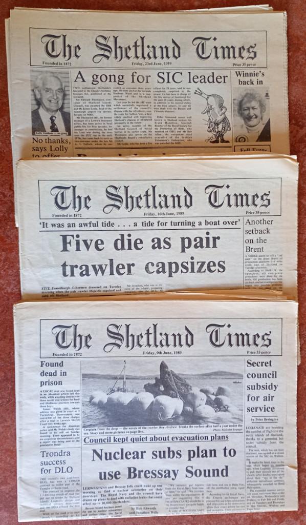 3 nummers van Shetland Times 1989, Ophalen, Gelezen, Krant