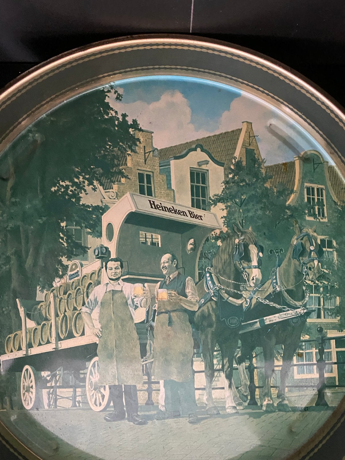 Vintage Heineken Bier dienblad - Paard en wagen, Verzamelen, Ophalen of Verzenden, Gebruikt, Gebruiksvoorwerp