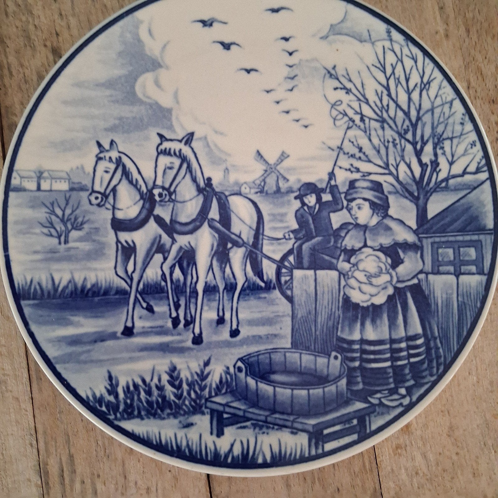 Delfts Blauw Handwerk Wandbord - Hollands Tafereel, Antiek en Kunst, Antiek | Wandborden en Tegels, Ophalen of Verzenden