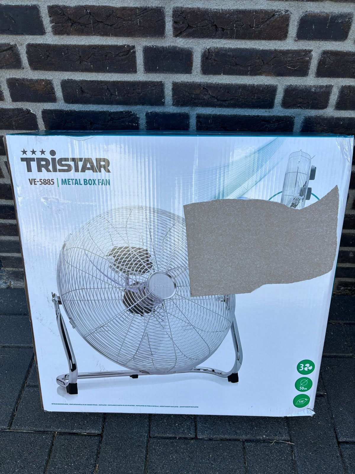 Tristar VE-5885 Metalen Box Ventilator - 120W, 50cm, Ophalen of Verzenden, Nieuw, Vloerventilator
