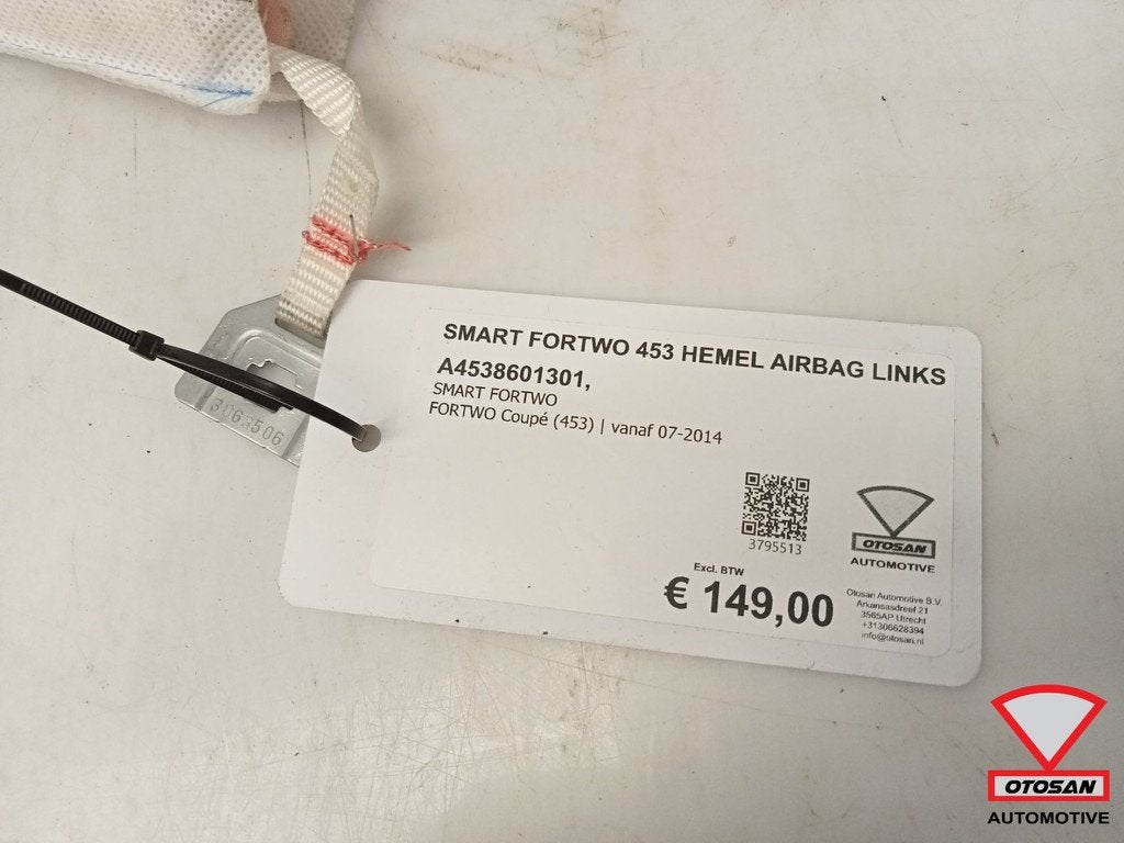Smart Fortwo 453 2015+ Hemel Dak Airbag Links A4538601301, Gebruikt, Mercedes-Benz AG, Ophalen of Verzenden, Mercedesstrasse 120
70372  Stuttgart, DE