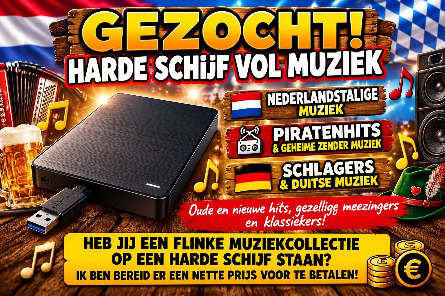 Gezocht: grote collectie Nederlandstalig , piratenhits, Cd's en Dvd's, Ophalen, Zo goed als nieuw, Levenslied of Smartlap