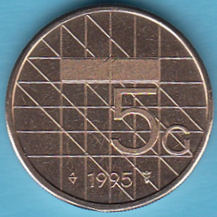 Nederland Vijfje (5 gulden) 1995 UNC in munthouder, Postzegels en Munten, Munten | Nederland, Ophalen of Verzenden, Koningin Beatrix