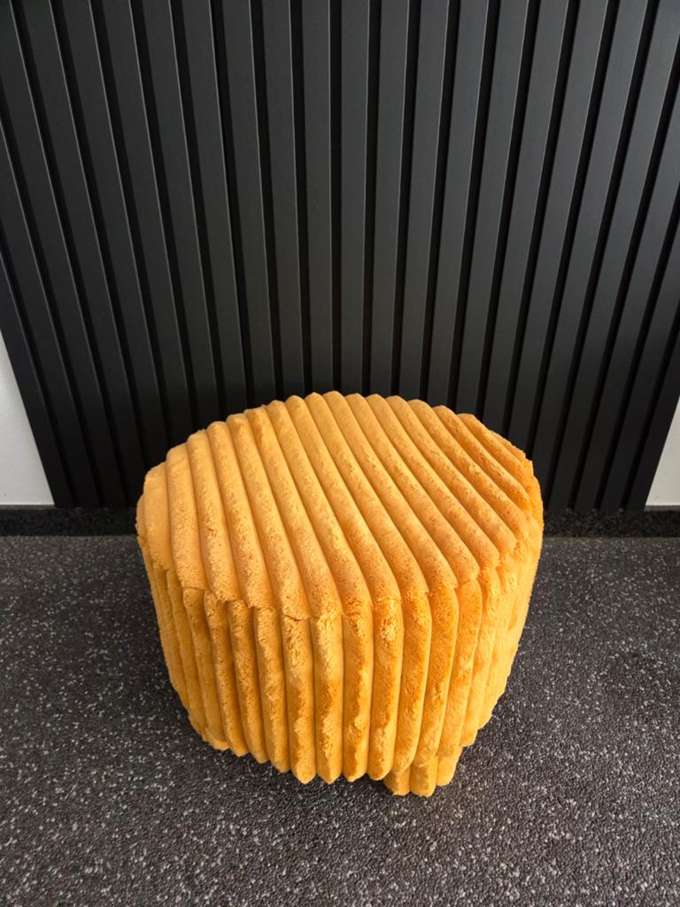 Geel ribbel krukje, Ophalen, Minder dan 50 cm, Rond, Minder dan 50 cm