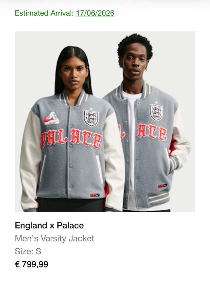 Palace x Nike England Varsity Jack Small, Ophalen, Nieuw, Maat 46 (S) of kleiner