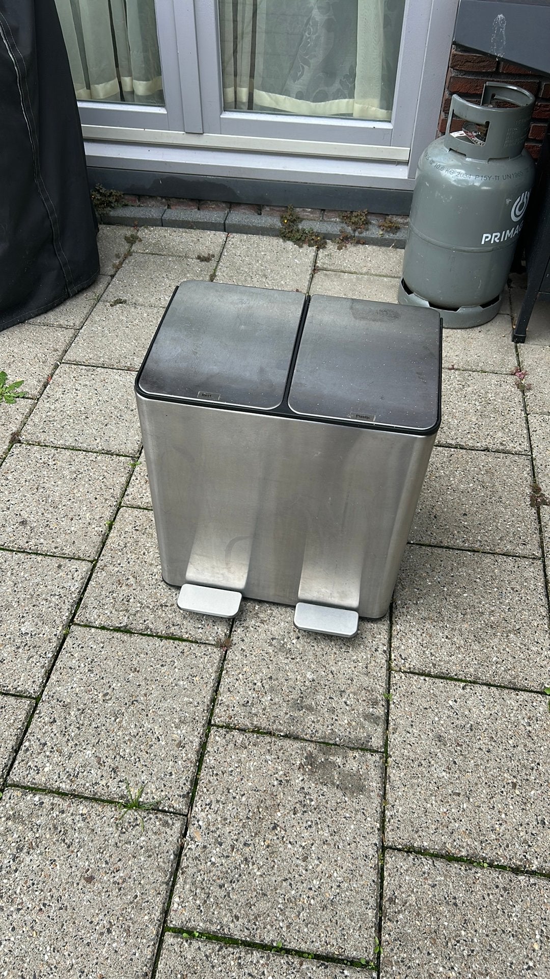 Pedaalemmer/vuilnisbak rvs  dubbel 2x20 liter, Huis en Inrichting, Ophalen, Zo goed als nieuw, Rvs