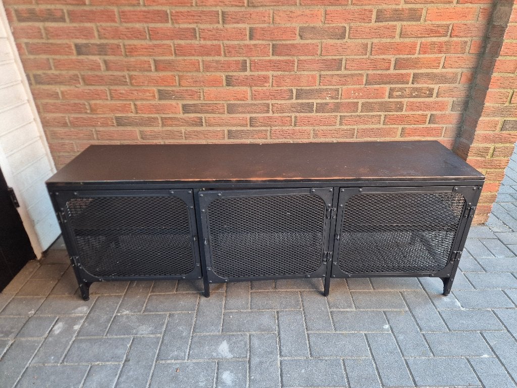 Tv meubel Ikea Fjallbo staal, Ophalen, Gebruikt, 100 tot 150 cm, Minder dan 100 cm
