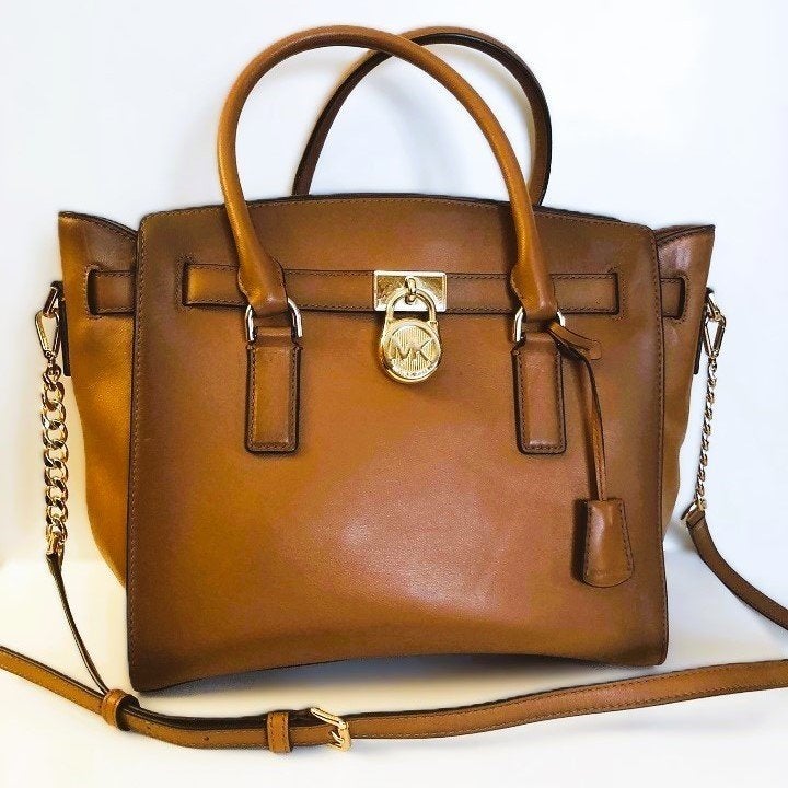 Originele Michael Kors groot leren tas - handtas - crossbody, Verzenden, Zo goed als nieuw, Bruin, Handtas