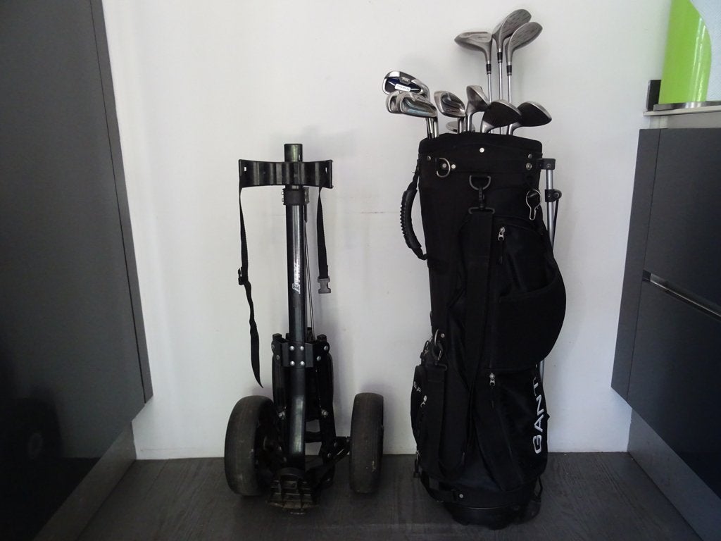 GOLFSET MIZUNO (TROLLEY, TAS & CLUBS) TOPSTAAT (LEES TEKST), Ophalen of Verzenden, Zo goed als nieuw, Set, Mizuno