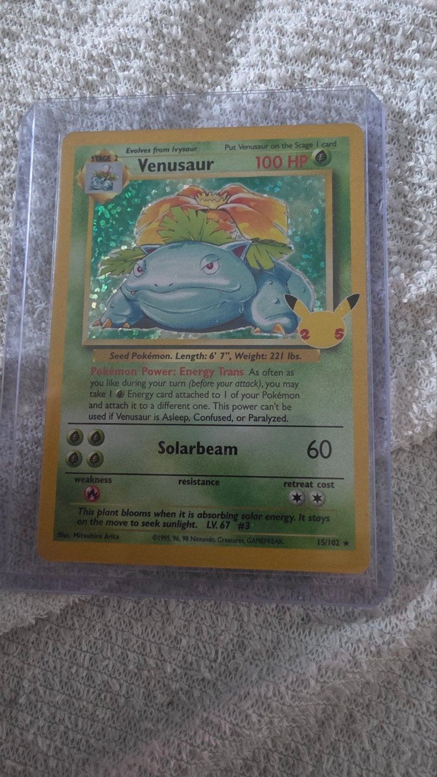 Venusaur Pokémon Kaart 15/102 (Base Set) - Holo Foil, Hobby en Vrije tijd, Verzamelkaartspellen | Pokémon, Gebruikt, Losse kaart