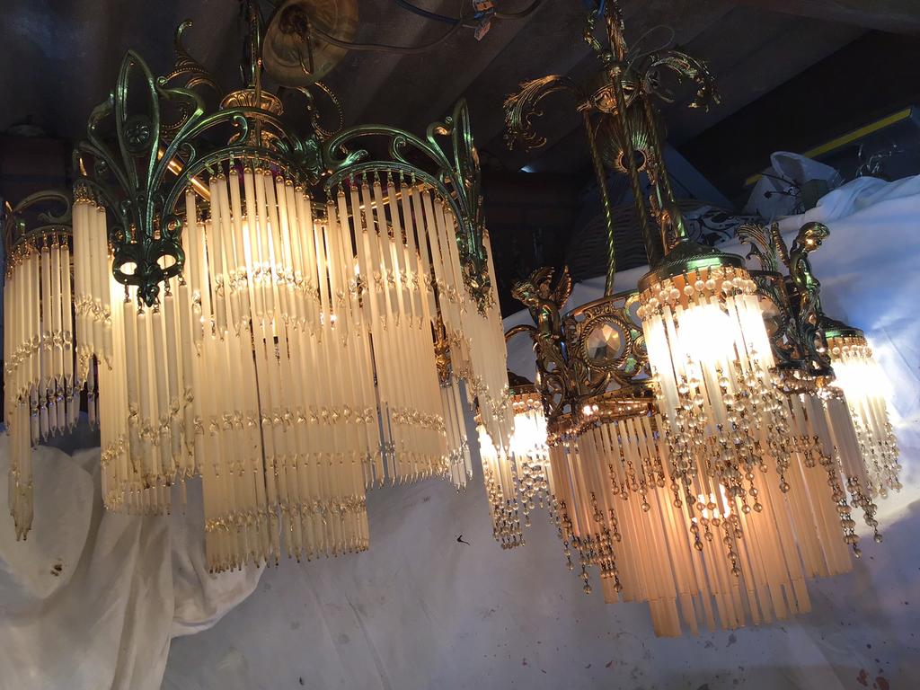 Kristallen kroonluchters, hanglamp, Antieke lamp, Huis en Inrichting, Lampen | Hanglampen, Gebruikt, Antiek, Ophalen, Metaal