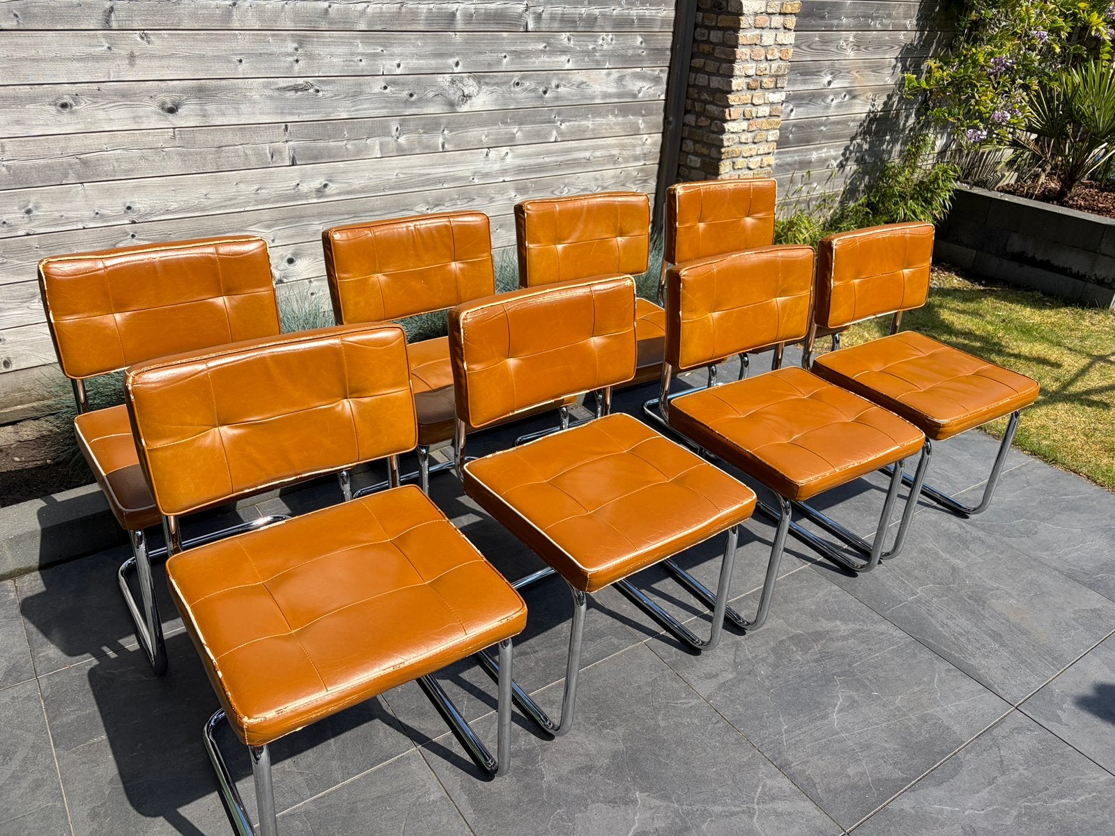 🪑 8 Bauhaus buisframe stoelen chrome buisframe 🔥, Ophalen, Gebruikt, Bruin, Vijf, Zes of meer stoelen