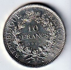 10  francs  1967  Frankrijk. km. 932, Ophalen of Verzenden, Frankrijk, Losse munt, Zilver