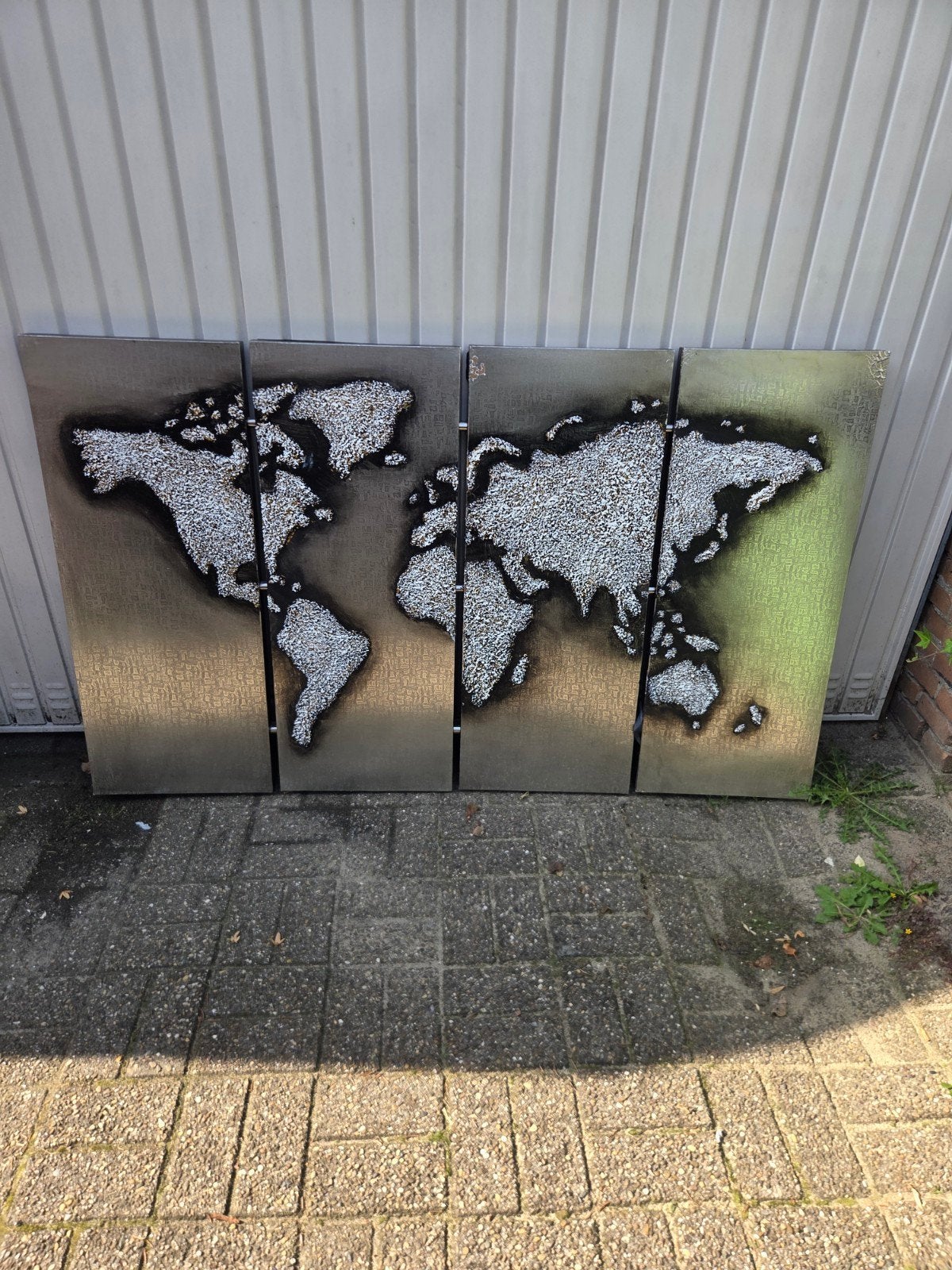 Wereldkaart schilderij met reliëf - Goossens, Ophalen of Verzenden