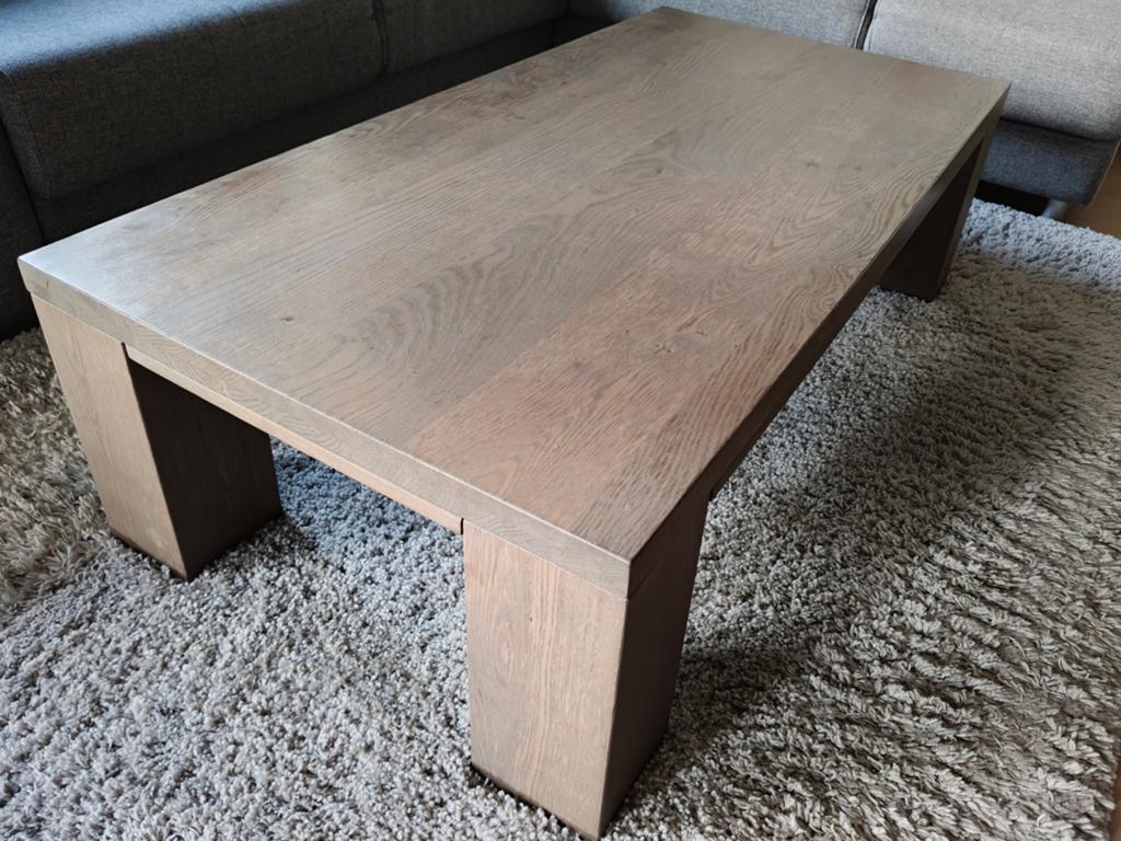 Massief eiken salontafel 140x70x40 cm, Huis en Inrichting, Tafels | Salontafels, Ophalen, 100 tot 150 cm, Eikenhout, 50 tot 100 cm