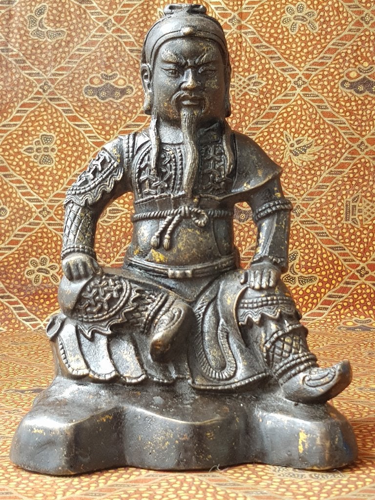 Prachtig antiek Chinees brons beeld van een krijger 20,5 cm., Ophalen of Verzenden