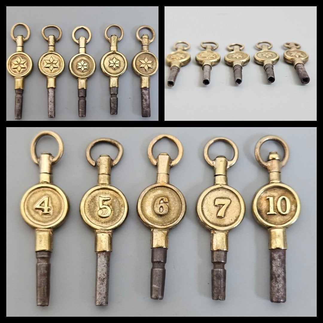 Antieke horlogesleutels voor zakhorloge, 4, 5, 6, 7, en 10, Ophalen of Verzenden