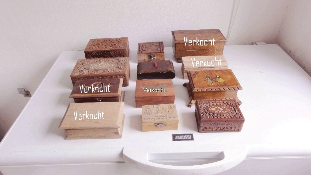 Doosjes, houten doosjes, oa sigarendoosje antiek, Ophalen of Verzenden