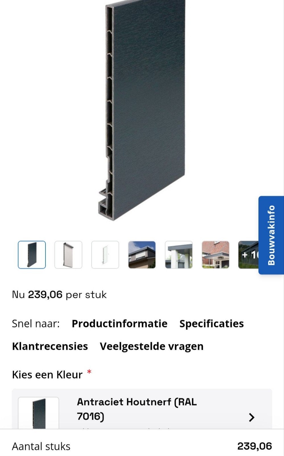 keralit 7016 dakrandpaneel 250mm 6 meter lang nieuw!, Doe-het-zelf en Verbouw, Platen en Panelen, Ophalen of Verzenden, Nieuw