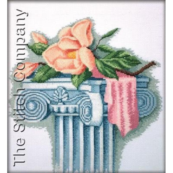 Borduurpakket Pilaar met roze bloemen R194, ., Nieuw, Ophalen of Verzenden, .