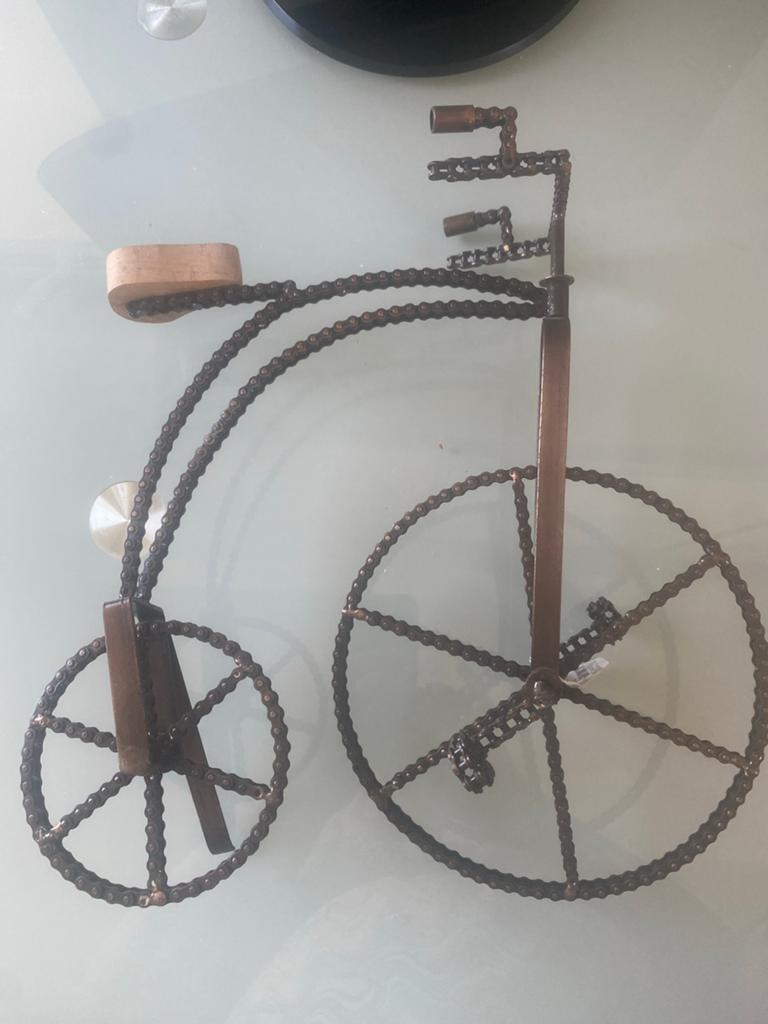 Decoratieve fiets van kettingschakels - Uniek design, Antiek en Kunst, Ophalen of Verzenden